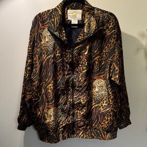 Vintage 100% Silk Animal/ Cat Print Jacket